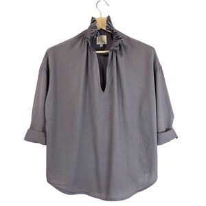 A Shirt Thing Penelope Ruffle Cabo Shirt Size: Petite